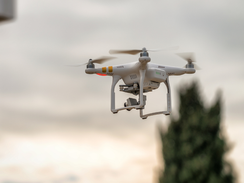 Drone flying during an aerial property inspection